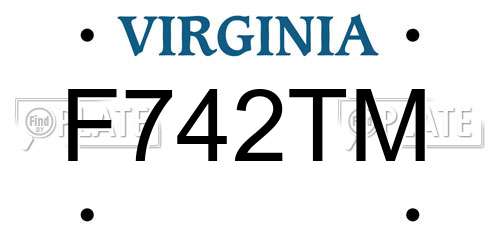 F742TM Virginia License Plate