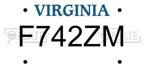 F742ZM Virginia License Plate