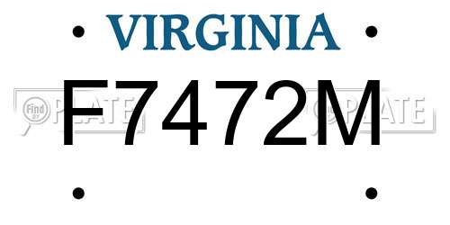 F7472M Virginia License Plate