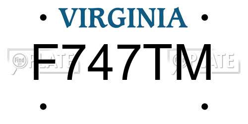 F747TM Virginia License Plate