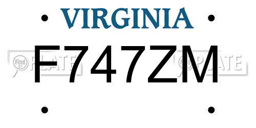 F747ZM Virginia License Plate