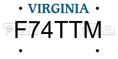 F74TTM Virginia License Plate