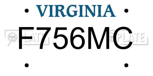 F756MC Virginia License Plate