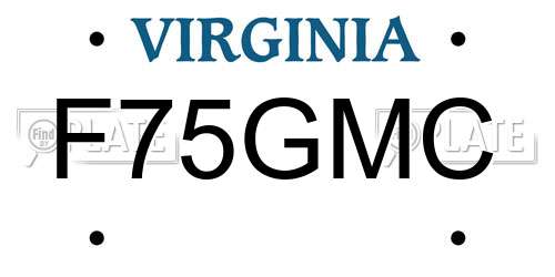 F75GMC Virginia License Plate
