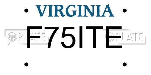 F75ITE Virginia License Plate