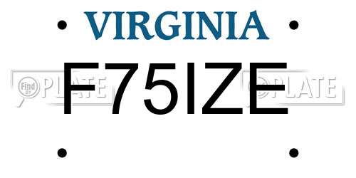 F75IZE Virginia License Plate