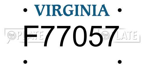 F77057 Virginia License Plate