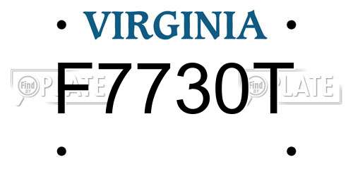 F7730T Virginia License Plate