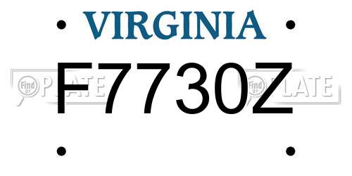 F7730Z Virginia License Plate