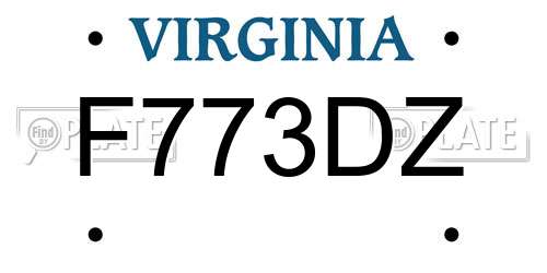F773DZ Virginia License Plate