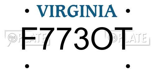 F773OT Virginia License Plate
