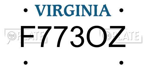 F773OZ Virginia License Plate