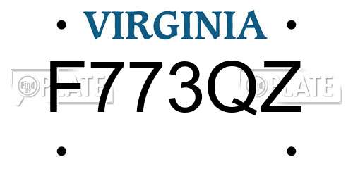 F773QZ Virginia License Plate