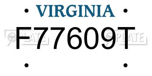 F77609T Virginia License Plate