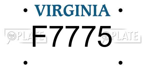 F7775 Virginia License Plate