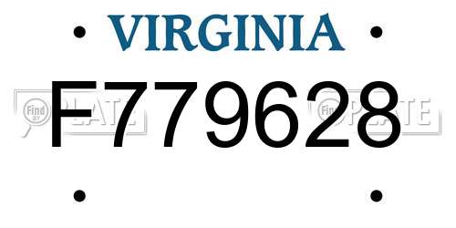 F779628 Virginia License Plate