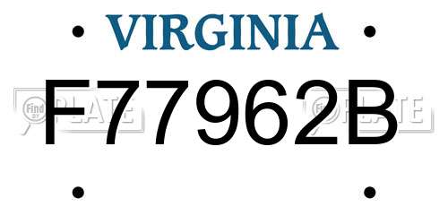 F77962B Virginia License Plate