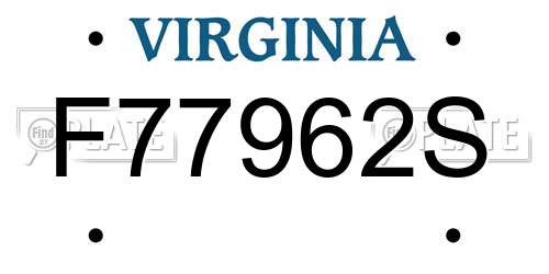 F77962S Virginia License Plate