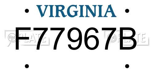 F77967B Virginia License Plate