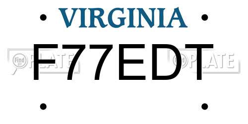 F77EDT Virginia License Plate