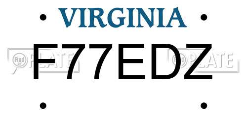 F77EDZ Virginia License Plate