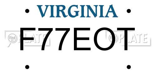 F77EOT Virginia License Plate