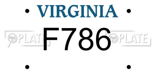F786 Virginia License Plate