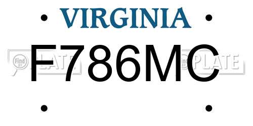 F786MC Virginia License Plate