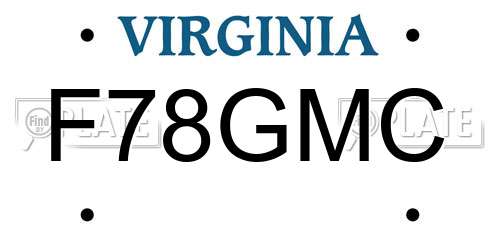 F78GMC Virginia License Plate