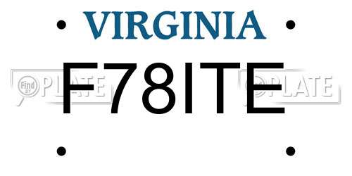 F78ITE Virginia License Plate