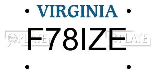 F78IZE Virginia License Plate