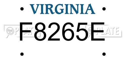 F8265E Virginia License Plate