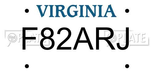 F82ARJ Virginia License Plate