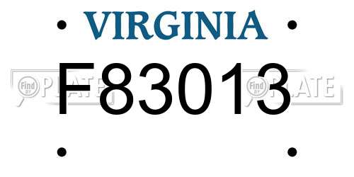 F83013 Virginia License Plate