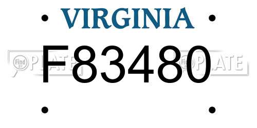 F83480 Virginia License Plate