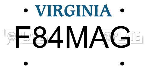 F84MAG Virginia License Plate