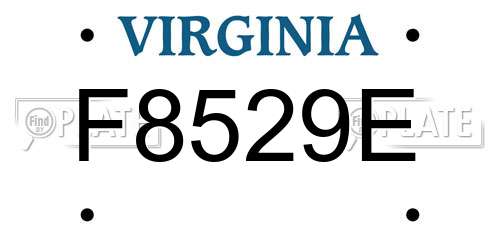 F8529E Virginia License Plate