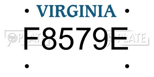 F8579E Virginia License Plate