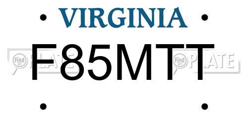 F85MTT Virginia License Plate