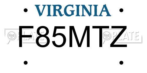 F85MTZ Virginia License Plate