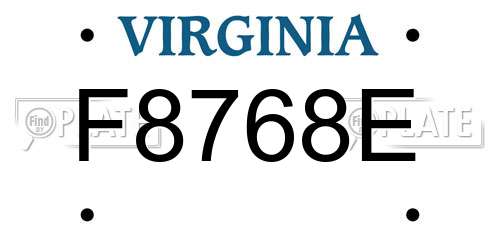 F8768E Virginia License Plate