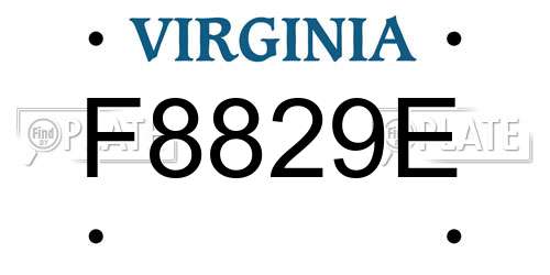 F8829E Virginia License Plate