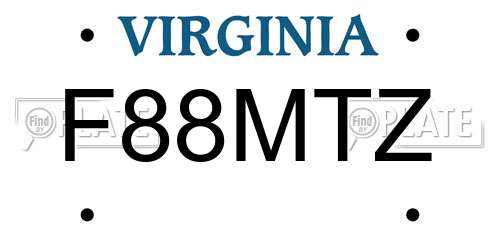 F88MTZ Virginia License Plate