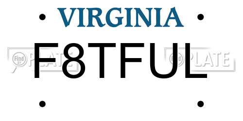 F8TFUL Virginia License Plate