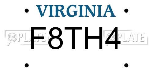 F8TH4 Virginia License Plate