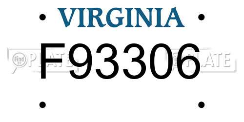 F93306 Virginia License Plate