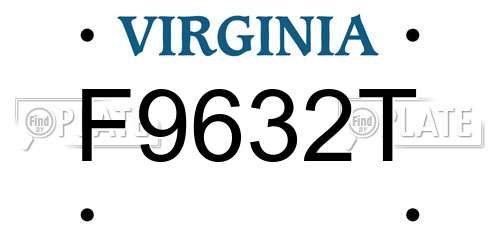 F9632T Virginia License Plate