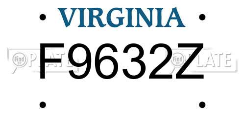 F9632Z Virginia License Plate