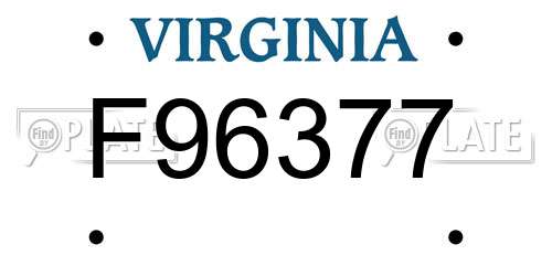 F96377 Virginia License Plate