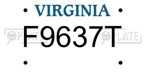 F9637T Virginia License Plate